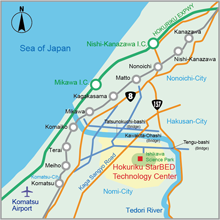 Wide area map of Hokuriku StarBED Technical Center