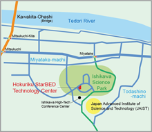 Map of the area around Ishikawa Science Park